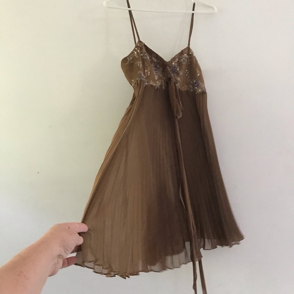 Fairycore mossy green pleated sequin bodice whimsigoth dress - Picture 5 of 8